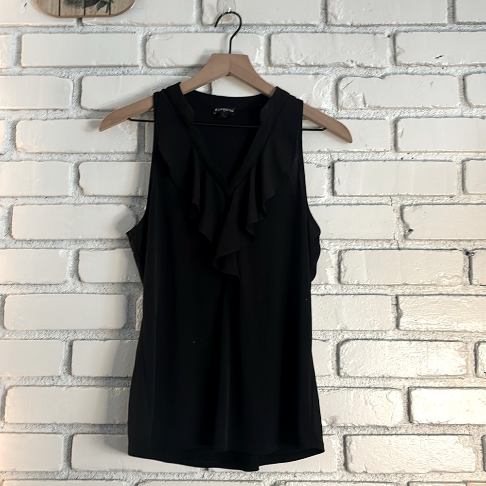 Express womens sleeveless black dress shirt